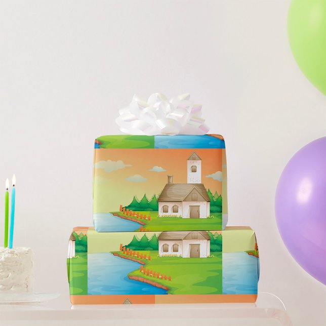 Countryside House by the Lake Wrapping Paper (Creator Uploaded)
