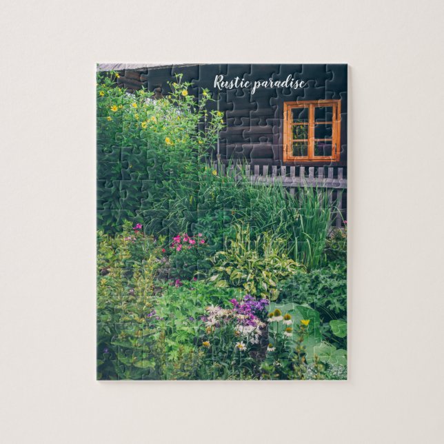 Countryside house with a colorful garden jigsaw puzzle (Vertical)