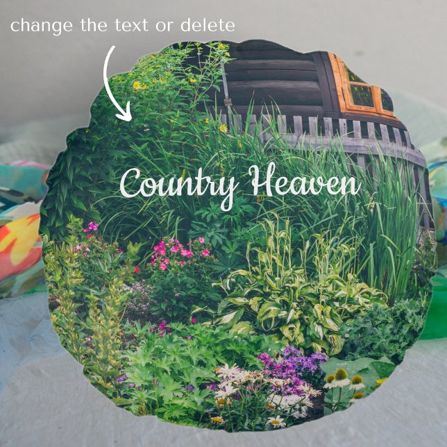 Countryside house with a colorful garden round pillow (Creator Uploaded)