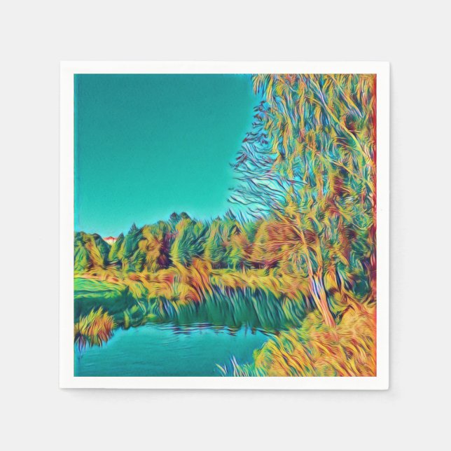 Countryside Landscape Original Art Paper Napkin (Front)