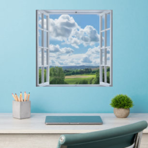 Countryside Landscape Window View Wall Decal