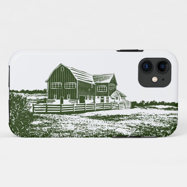 Countryside landscape woodcut style farm house Case-Mate iPhone case (Back (Horizontal))