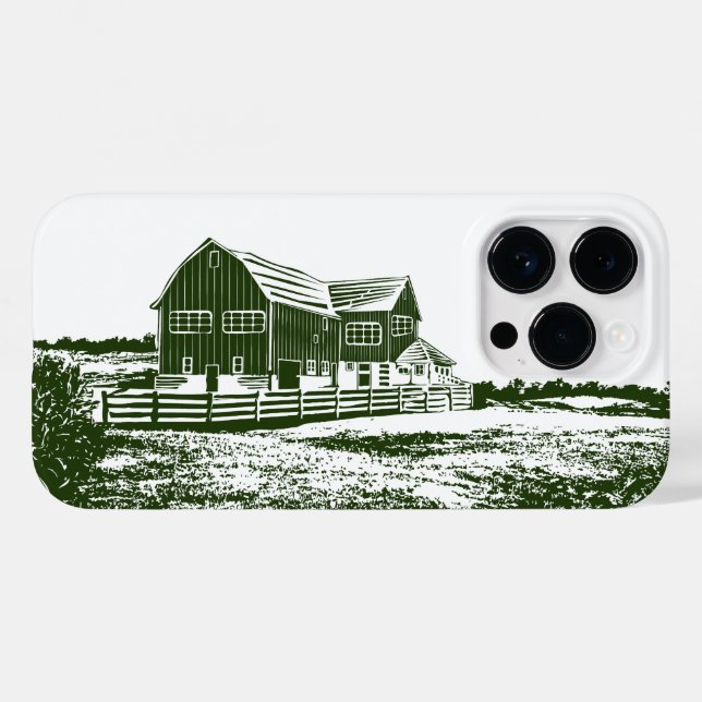 Countryside landscape woodcut style farm house Case-Mate iPhone case (Back (Horizontal))