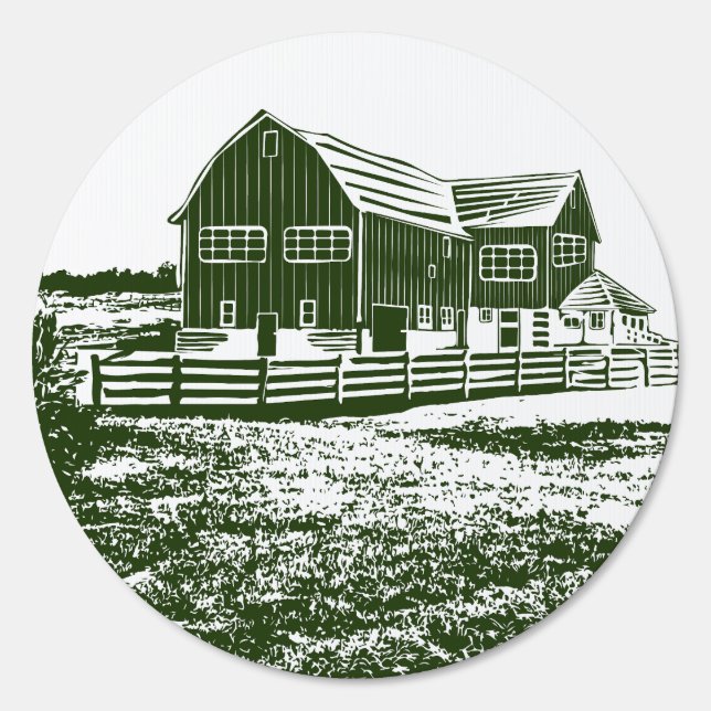 Countryside landscape woodcut style farm house sign (Front)
