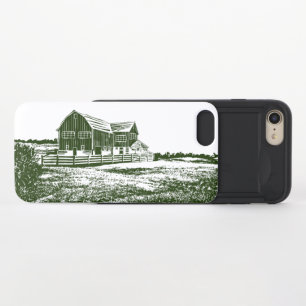 Countryside landscape woodcut style farm house iPhone 8/7 slider case
