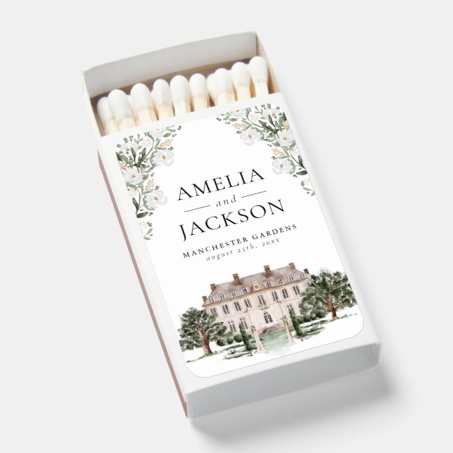 Countryside Manor Wedding Matchboxes (Front Open)