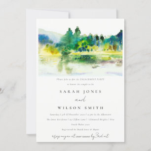 Countryside Mountain River Landscape Engagement Invitation