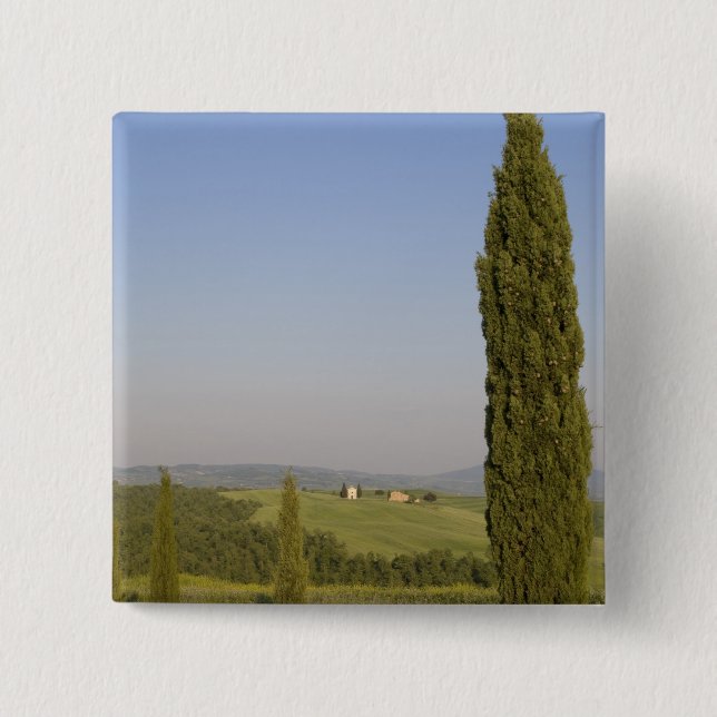 Countryside near Pienza. Val d'Orcia, Siena Button (Front)