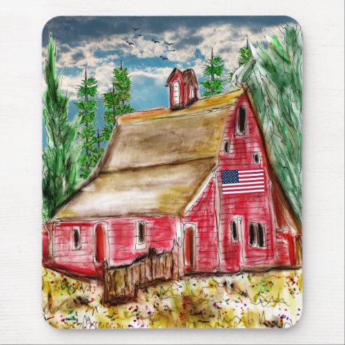 Countryside Old Red Barn Mouse Pad