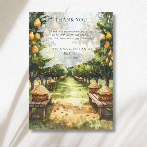 Countryside Pear Orchard Rustic Thank You Card