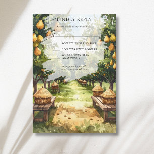 Countryside Pear Orchard Rustic Wedding RSVP Card