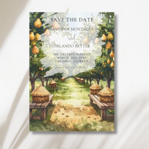 Countryside Pear Orchard Rustic Wedding Save The Date