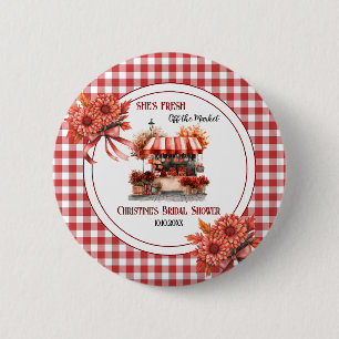 Countryside Picnic Gingham Bridal Shower favor Button