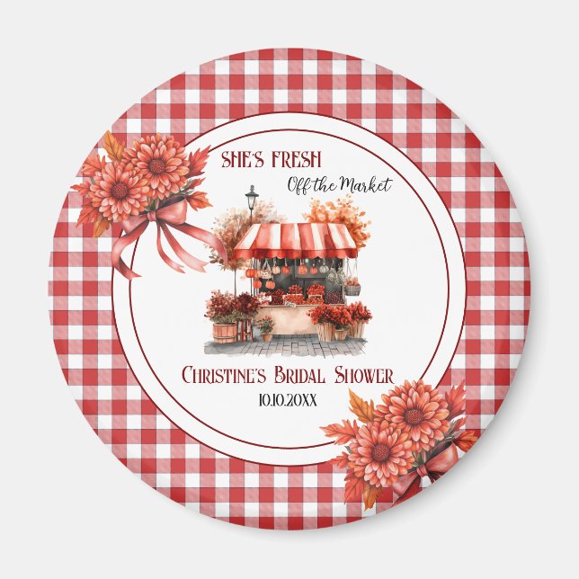 Countryside Picnic Gingham Bridal Shower favor Magnet (Front)