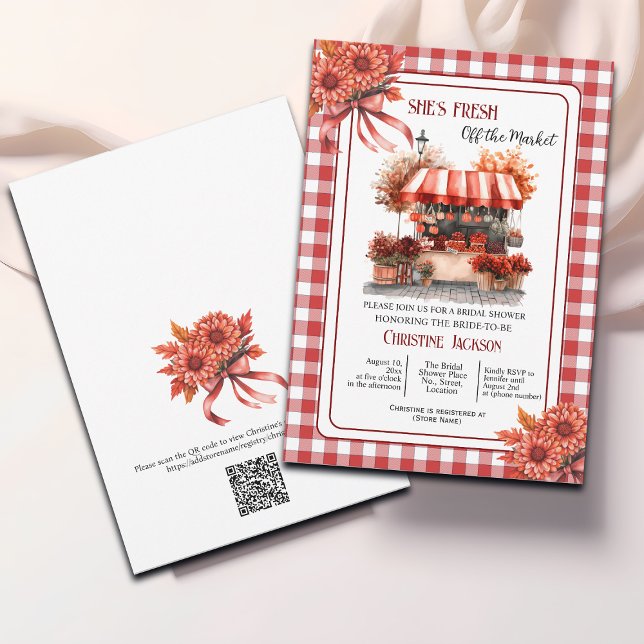 Countryside Picnic QR Code Bridal Shower  Invitation (Creator Uploaded)
