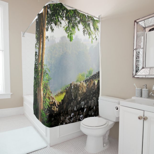 Countryside Scenery Landscape Forest Trees Stones Shower Curtain (In Situ)