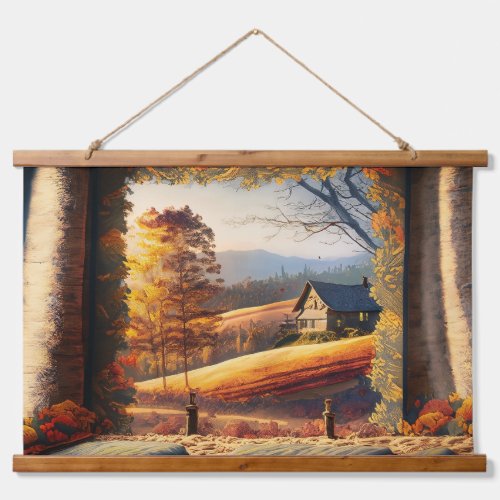 Countryside Serenity A Rustic Landscape Wall Tape Hanging Tapestry