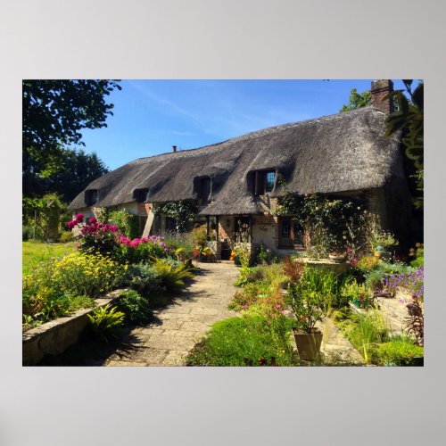 Countryside thatched_roof cottage poster