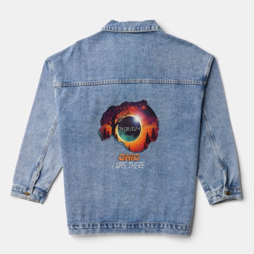 Countryside Total Solar Eclipse 2024 Ohio  Denim Jacket