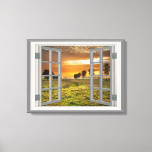 Countryside Twilight Cow Farm USA Canvas Print