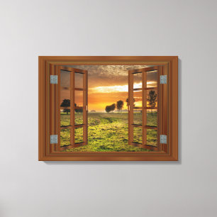 Countryside Twilight Cow Farm USA Canvas Print