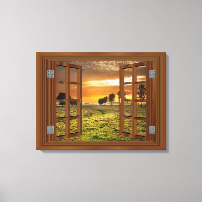 Countryside Twilight Cow Farm USA Canvas Print (Front)