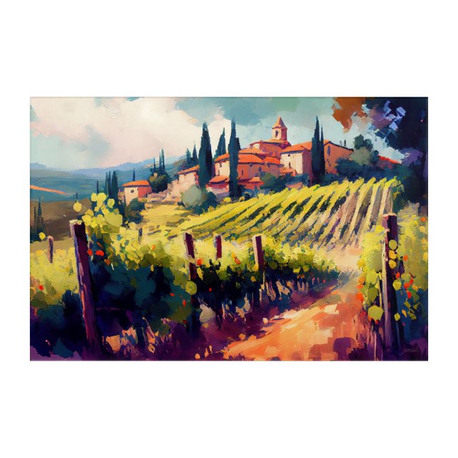Countryside Vineyard in Tuscany Italy - Wall Art (Front)