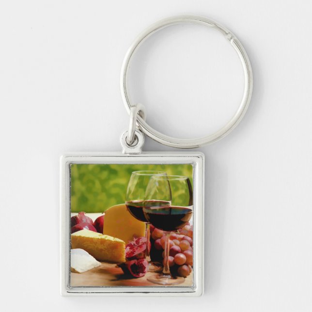 Countryside Wine, Cheese & Fruit Keychain (Front)