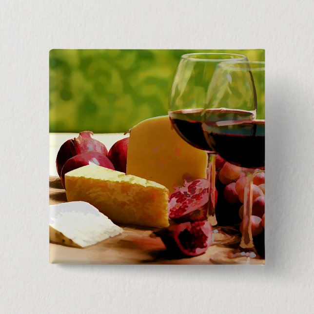 Countryside Wine, Cheese & Fruit Pinback Button (Front)