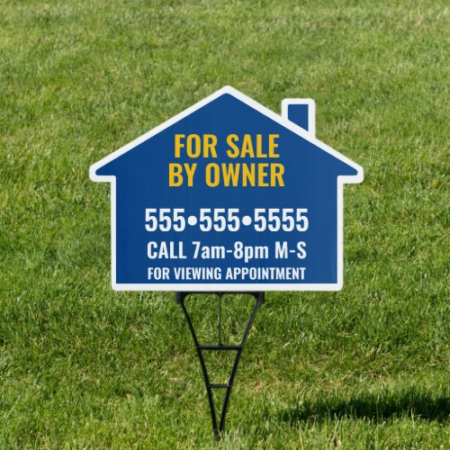 County Blue White Gold House for Sale by Owner Sign