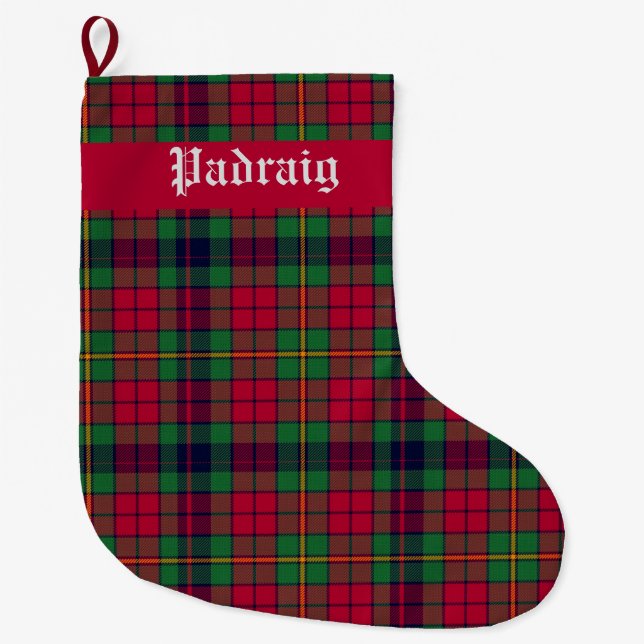 County Clare Tartan Customizable Large Christmas Stocking (Front)
