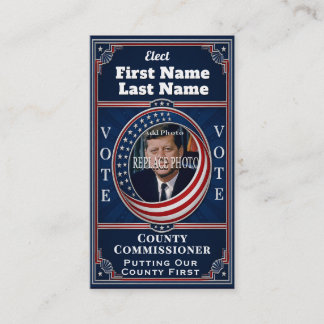 County Commissioner Photo Political Election Business Card