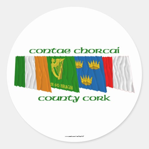 County Cork Flags Classic Round Sticker