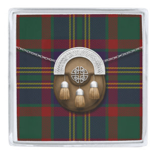 County Cork Irish Tartan And Sporran Silver Finish Lapel Pin