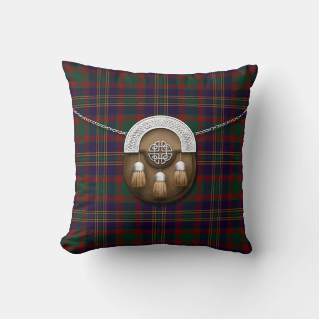 County Cork Irish Tartan And Sporran Throw Pillow (Front)