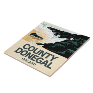 County Donegal Seaside travel poster Ceramic Tile
