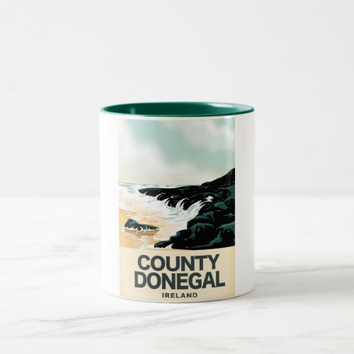 County Donegal Seaside travel poster Two_Tone Coffee Mug