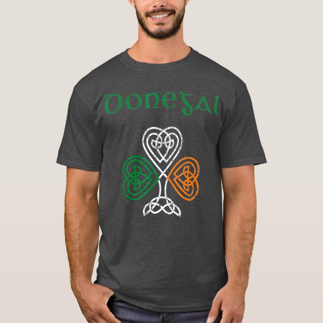 County Donegal Shamrock Ireland Flag craic and T-Shirt (Front)