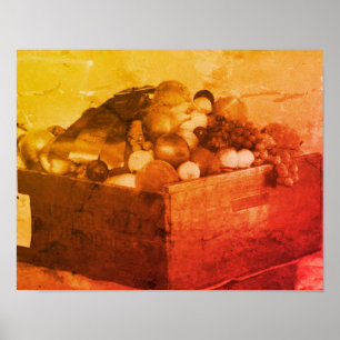 County Fair Blue Ribbon Fruit In Sepia Vintage Poster