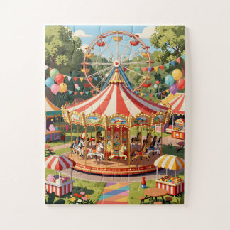 County Fair Carousel for Seniors 30 Large Piece Jigsaw Puzzle