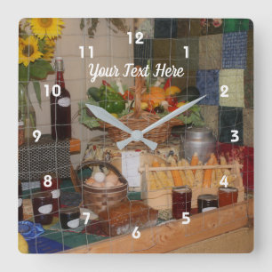 County Fair Food Display Personalized Square Wall Clock