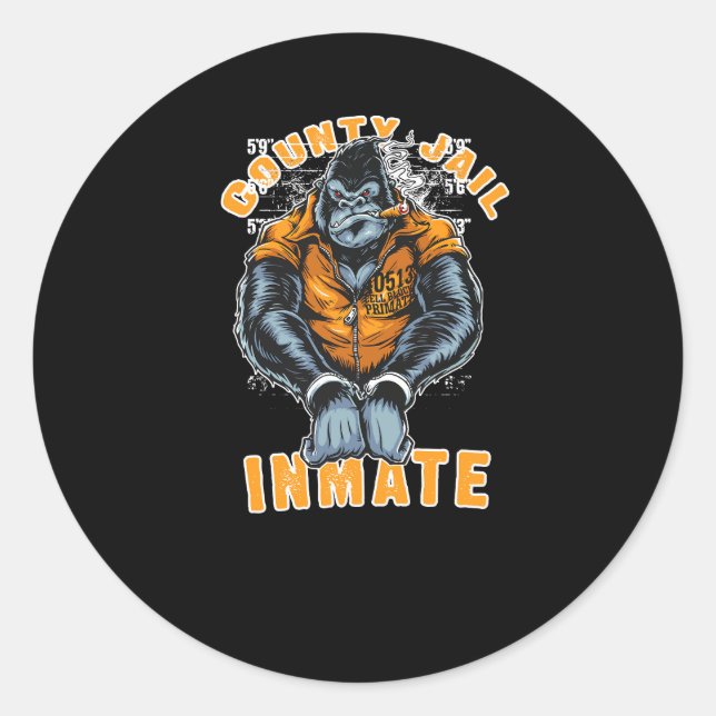 County Jail Inmate Classic Round Sticker (Front)