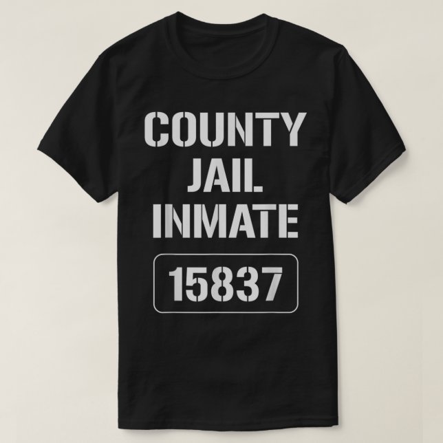 County Jail Orange Inmate Halloween Costume T-Shirt (Design Front)