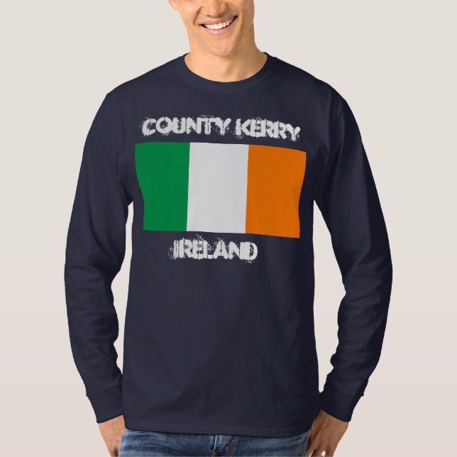 County Kerry, Ireland with Irish flag T-Shirt (Front)