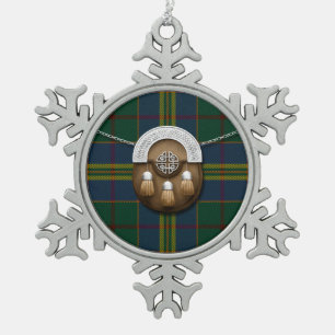 County Kilkenny Irish Tartan And Sporran Snowflake Pewter Christmas Ornament