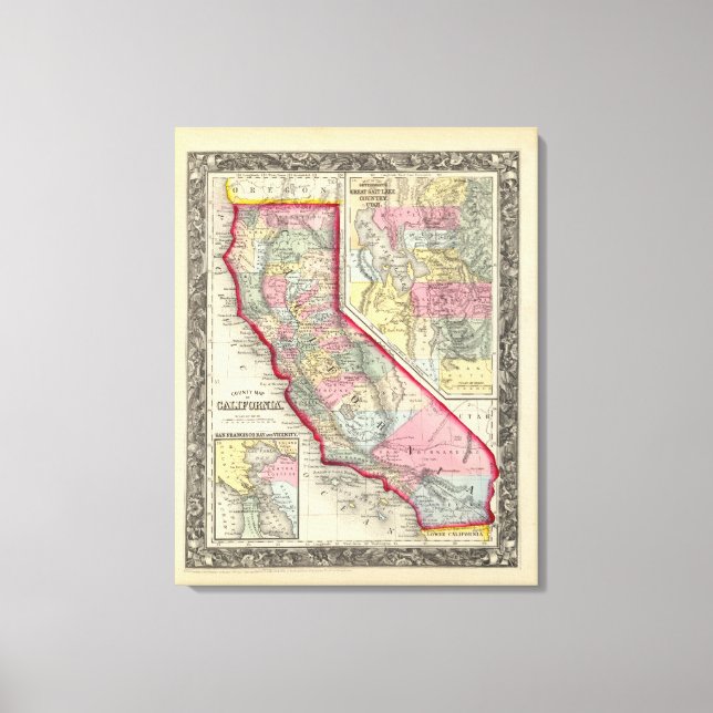 County Map Of California Canvas Print (Front)