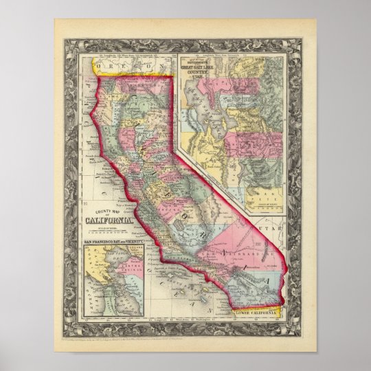 County Map Of California Poster