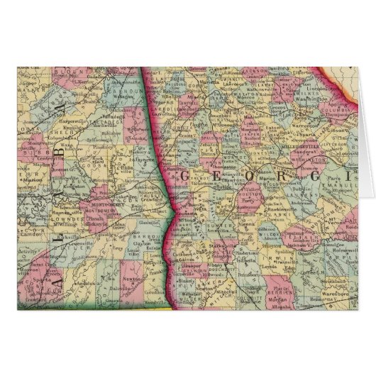 County Map Of Georgia, And Alabama Cards (Front Horizontal)