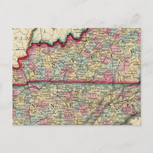 County Map Of Kentucky, And Tennessee Postcard