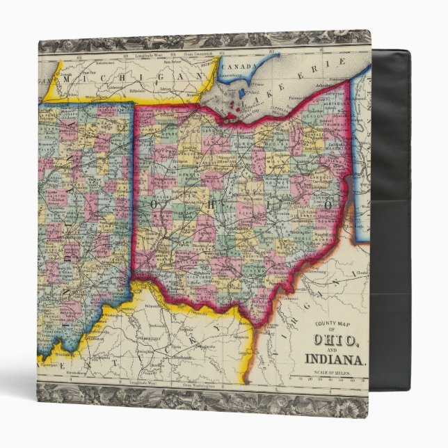 County Map Of Ohio, And Indiana Binder (Front/Inside)